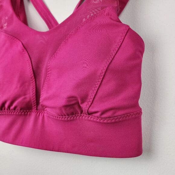 Lululemon Oxygen Sport Bra Magenta Pink Fuchsia Mesh Lace Criss-Cross Strap 6 - Picture 11 of 15